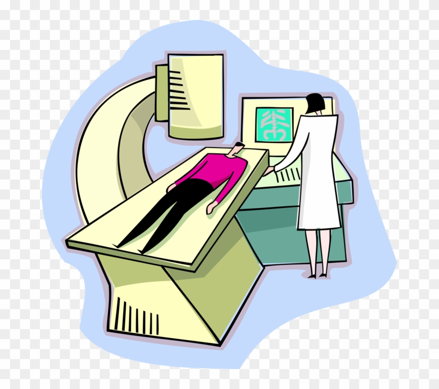 Vector Illustration Of Patient Receives An X-ray With - X Ray Machine Clipart - Png Download