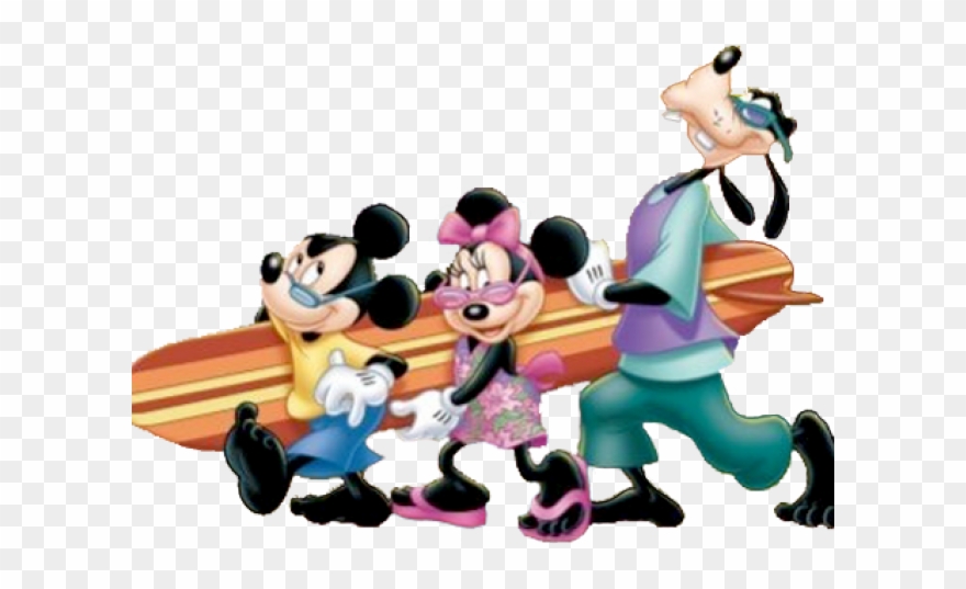 Surfboard Clipart Mickey - Disney Characters At The Beach - Png Download