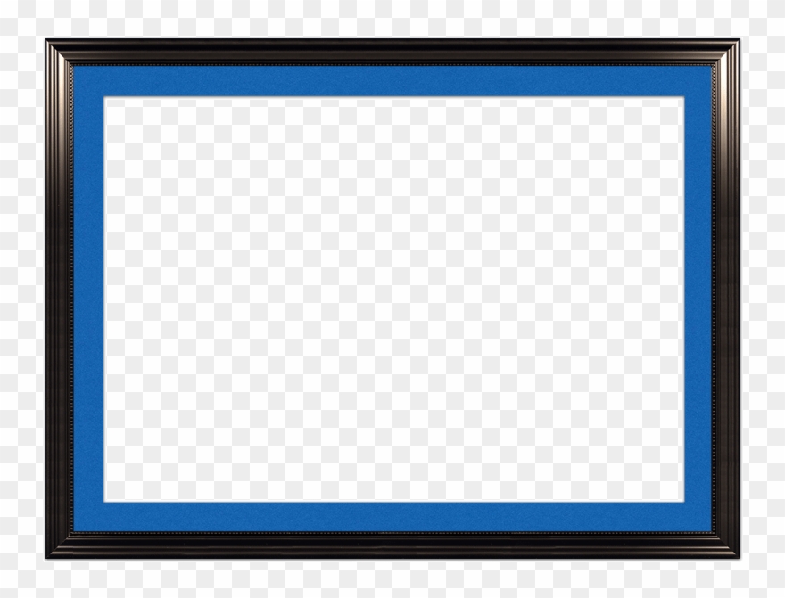 A Black With Bead Picture Frame With Blue Mat - Picture Frame Clipart
