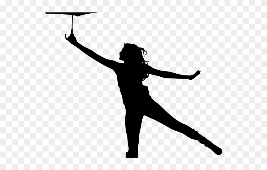 Umbrella Clipart Silhouette - Umbrella Girl Silhouette - Png Download