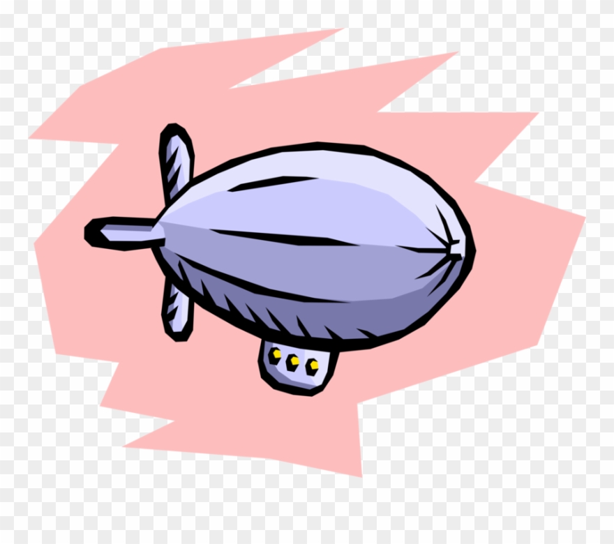 Vector Illustration Of Dirigible Or Blimp Airship Lighter - Cartoon Clipart