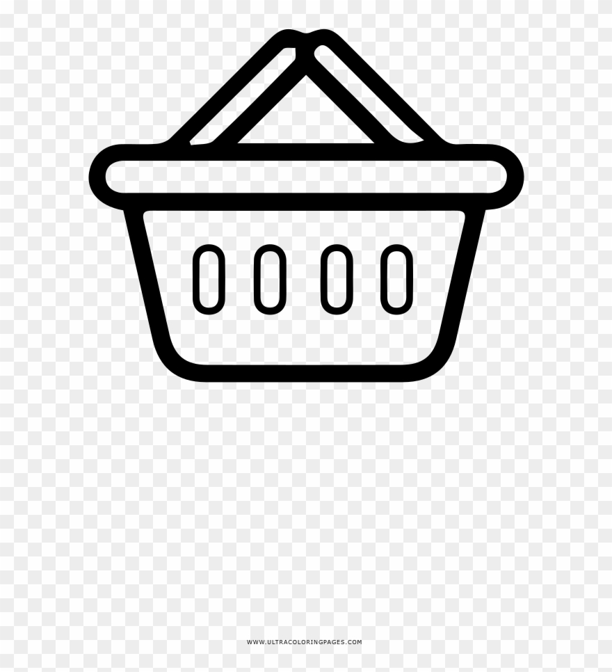 Shopping Basket Coloring Page - Illustration Clipart
