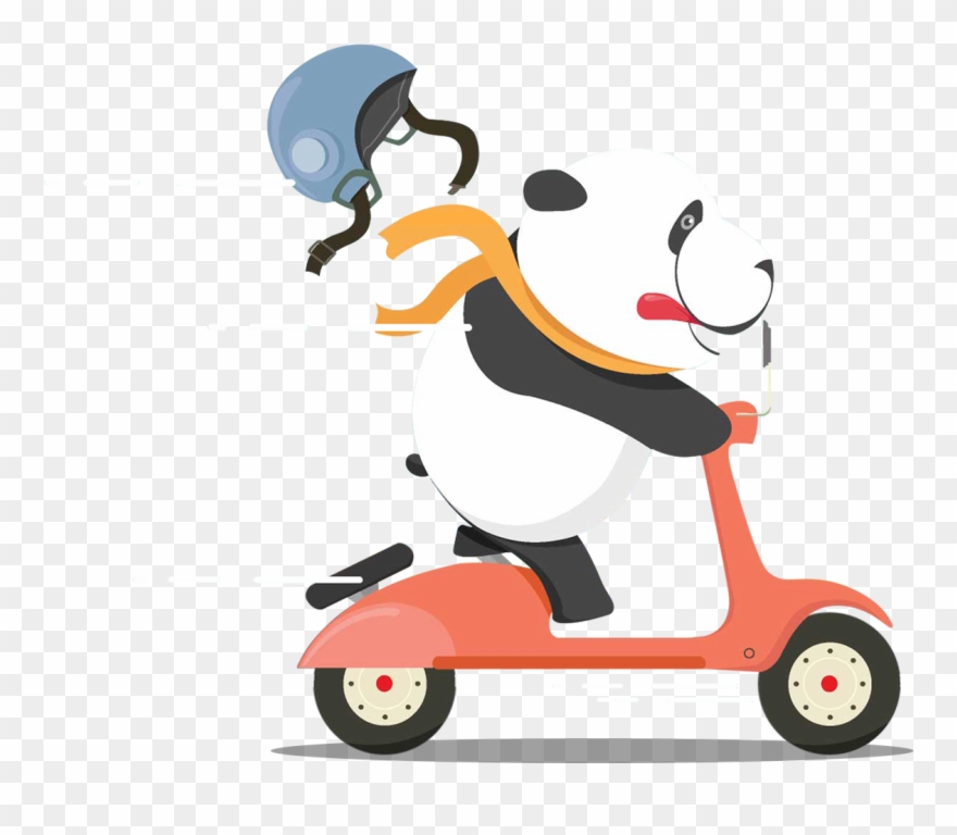 Toonpandas Is An Animation And Live Action Production - Panda On A Scooter Cartoon Clipart