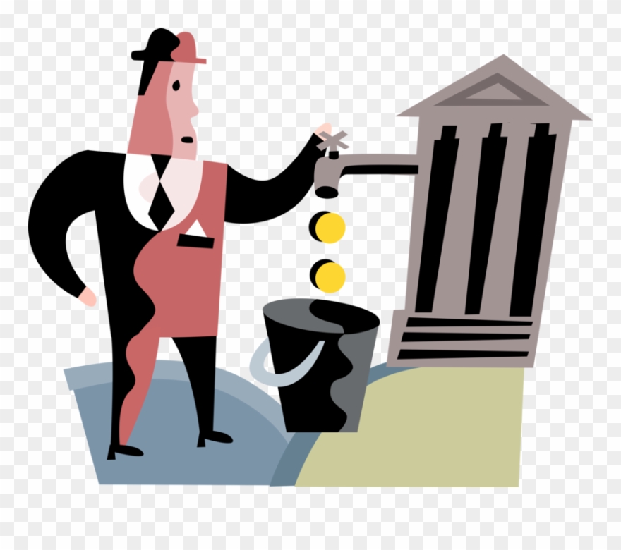 Vector Illustration Of Businessman Turn On Financial - Illustration Clipart