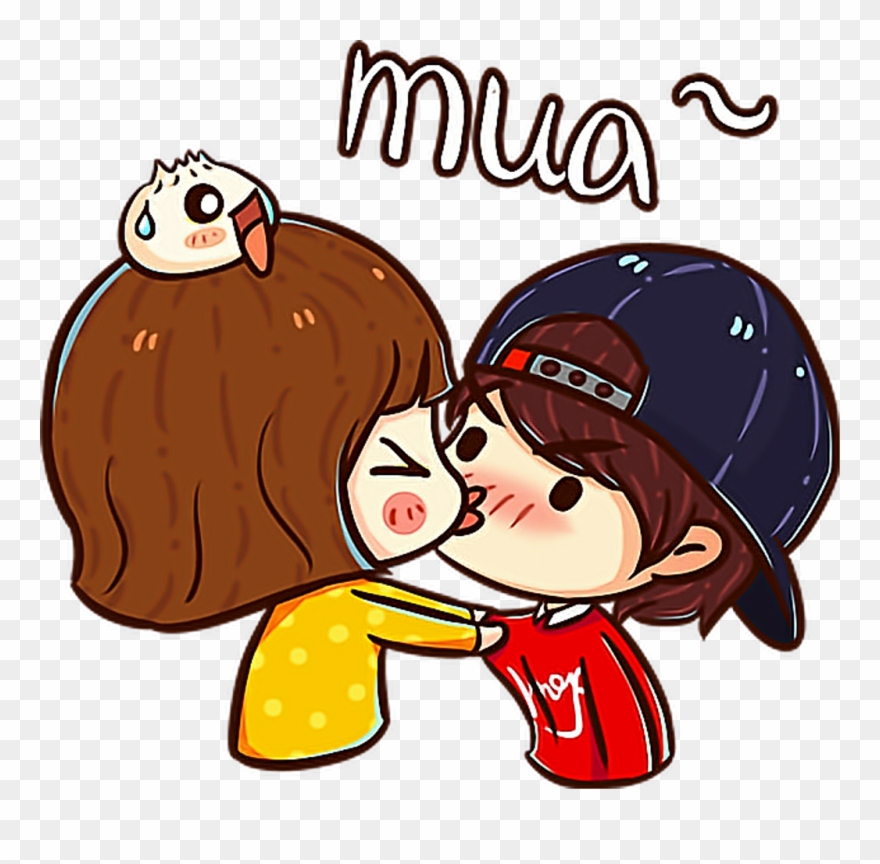 Girlandboy Cute Kiss Love Couple Ftestickers - Cartoon Clipart