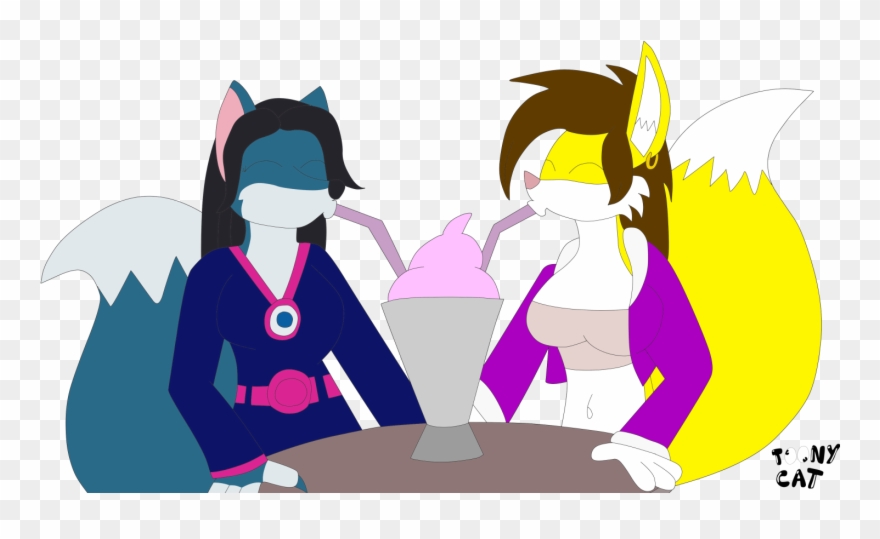 Milkshake For Two - Cartoon Clipart