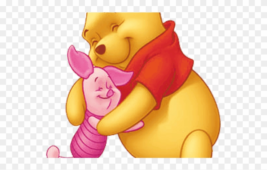 Cuddling Clipart Pooh Piglet - Pooh Bear And Piglet Hugging - Png Download