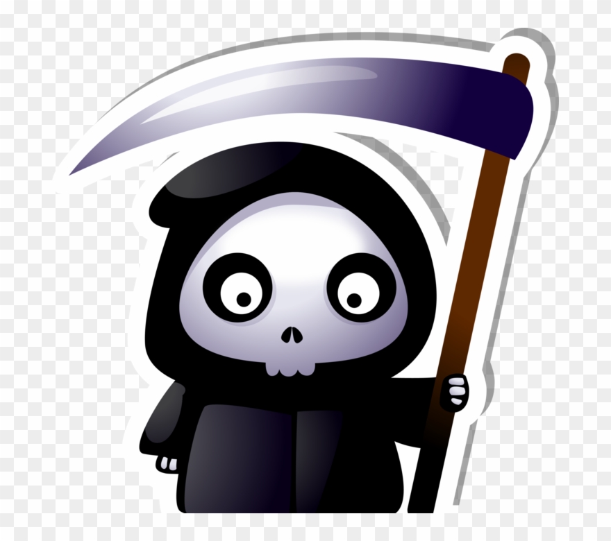 Cute Grim Reaper With Scythe Sticker - Cute Grim Reaper Png Clipart