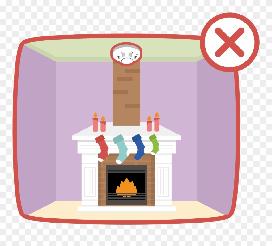 Smoke Detector Fireplace - Cartoon Clipart