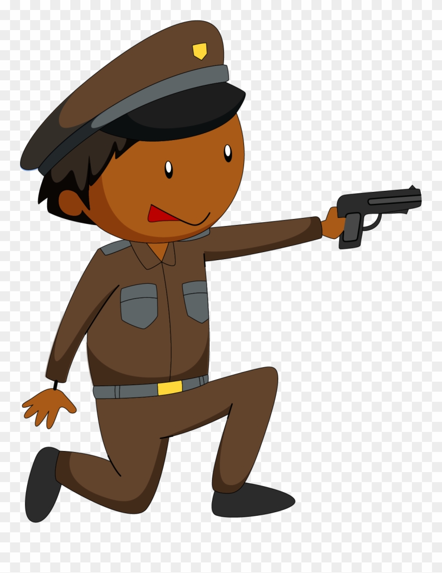 Clipart Boy Police Officer - Policia Disparando - Png Download