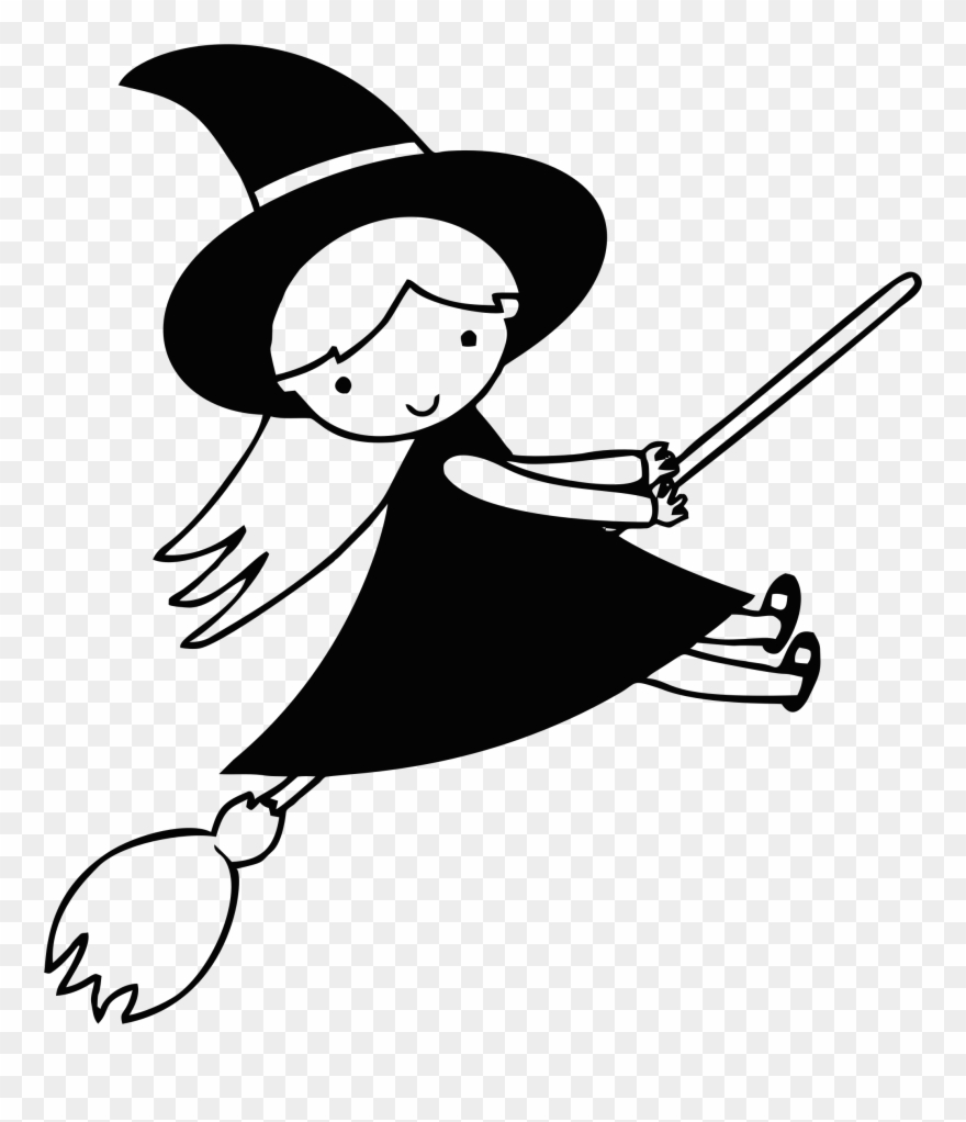 Big Image - Witch Black And White Clip Art - Png Download