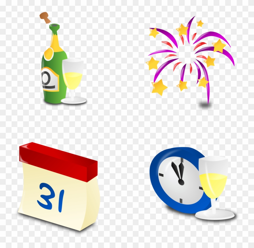 New Year Free New Years Eve Partys Download Clip Art - Feu D Artifice Dessin - Png Download
