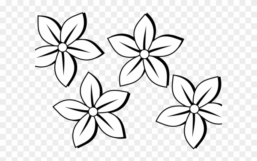 Black And White Flowers Clip Art - Png Download