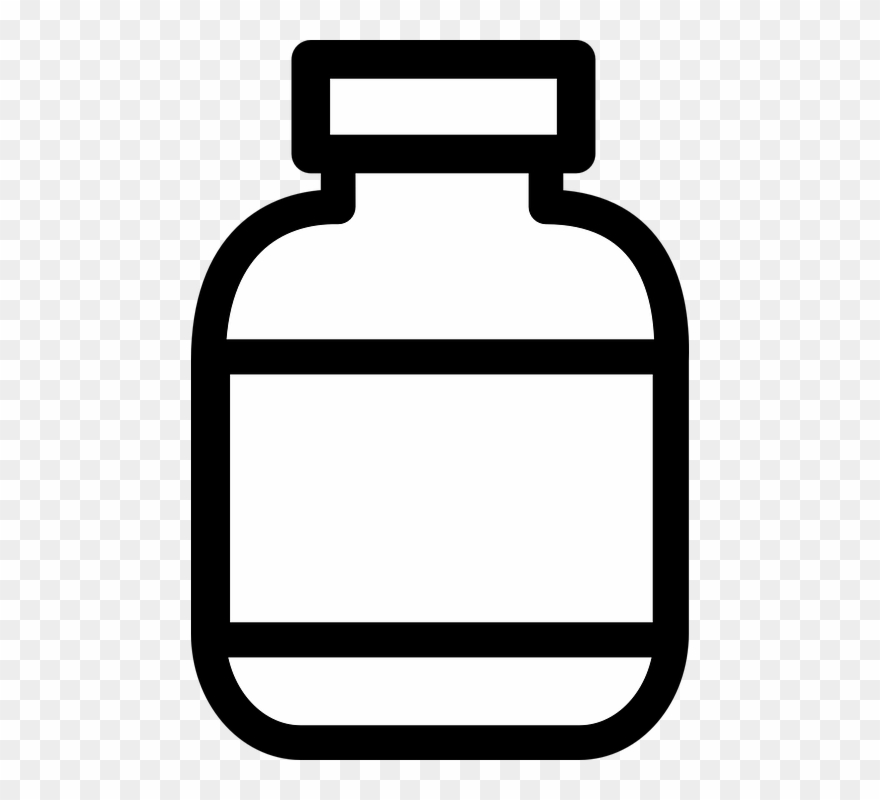 Bottle Clipart Plain - Pill Bottle Clipart Black And White - Png Download