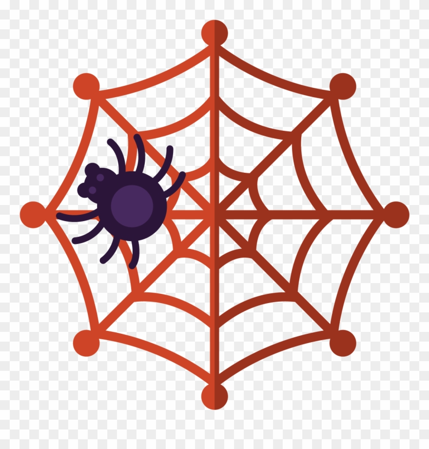 Cartoon Spiderweb Clipart - Cartoon Spider With Web - Png Download