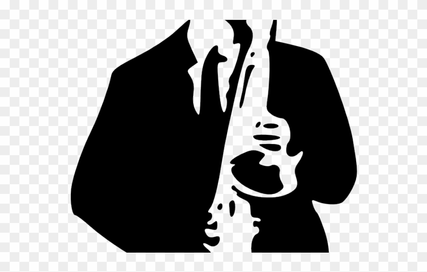 Saxophone Clipart Outline - Awesome Graphics Saxophone Player Black And White - Png Download