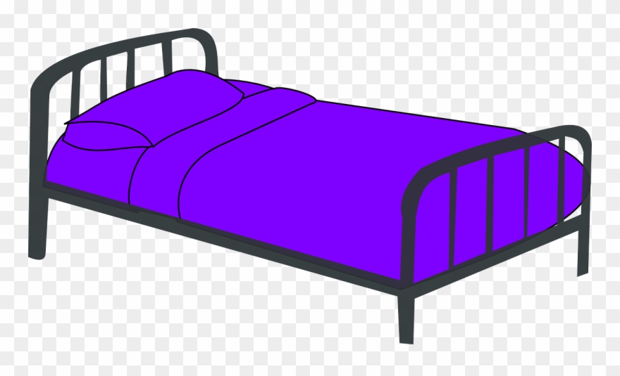 Cot Purple Bed - Bed Clip Art Black And White - Png Download