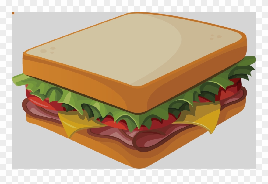 Clip Art Sandwich With Bacon Food And Beverages Download - Sandwich Cartoon - Png Download