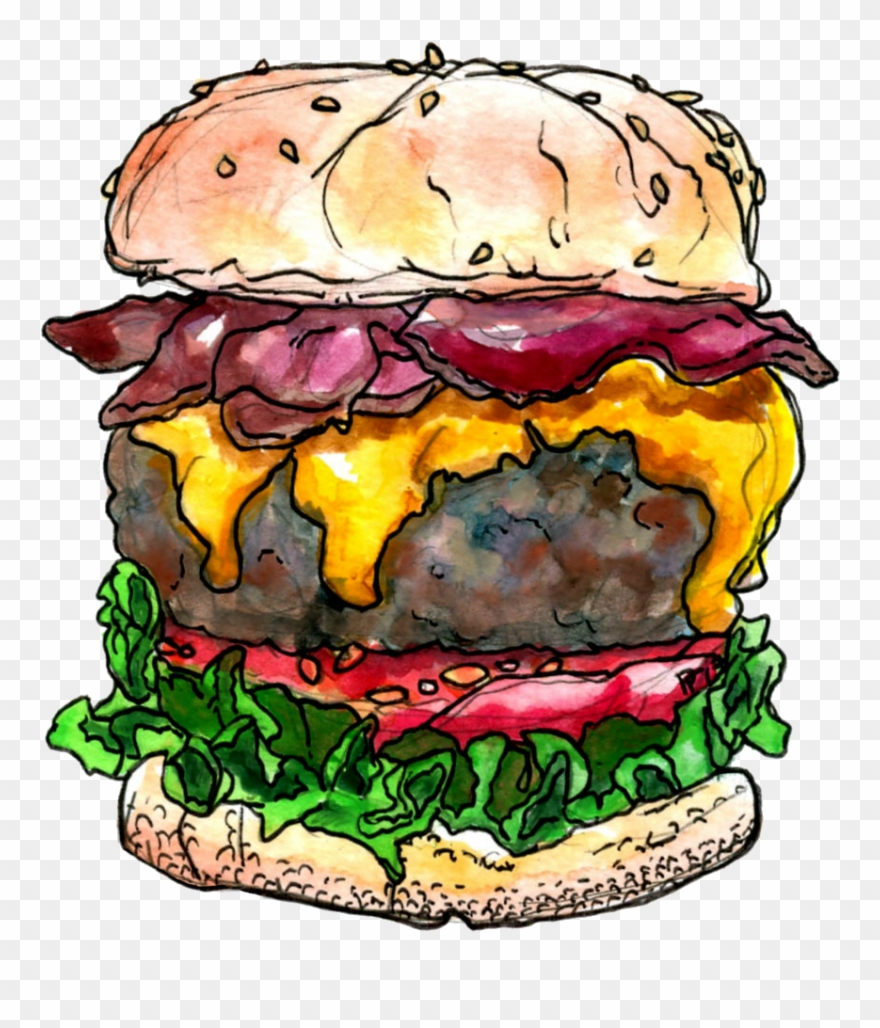 Junk Food Clipart Bacon Cheeseburger - Bacon Burger Drawing - Png Download