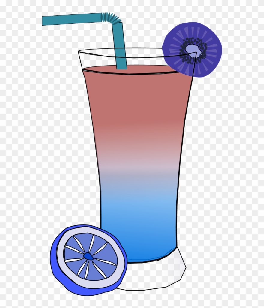 Fruit Cocktail Drink With Straw And Lemon Piece - Drink Clip Art - Png Download