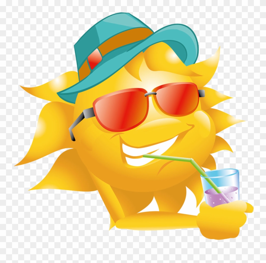 Sun Straw Clip Art Juice Drink Transprent - Smiley With Sun Hat - Png Download
