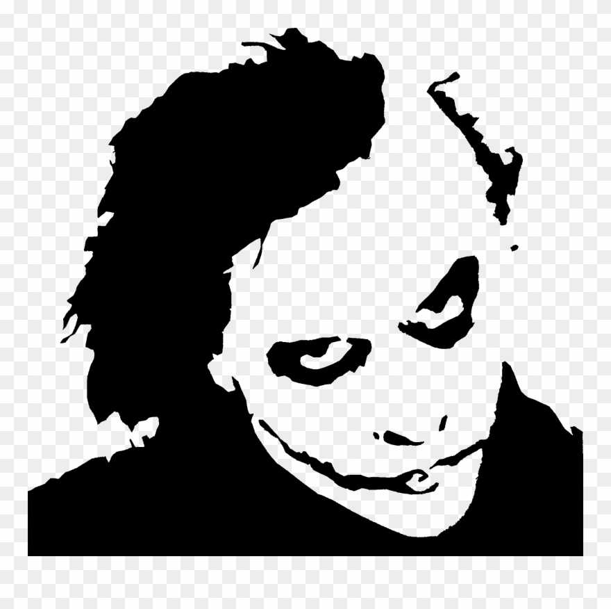 Heath Ledger Joker Stencil - Black And White Joker Png Clipart