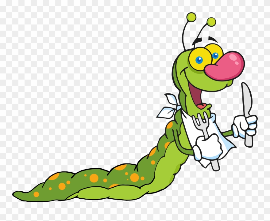 Cute Cartoon Caterpillar - Caterpillar Cartoon Leaf Clipart