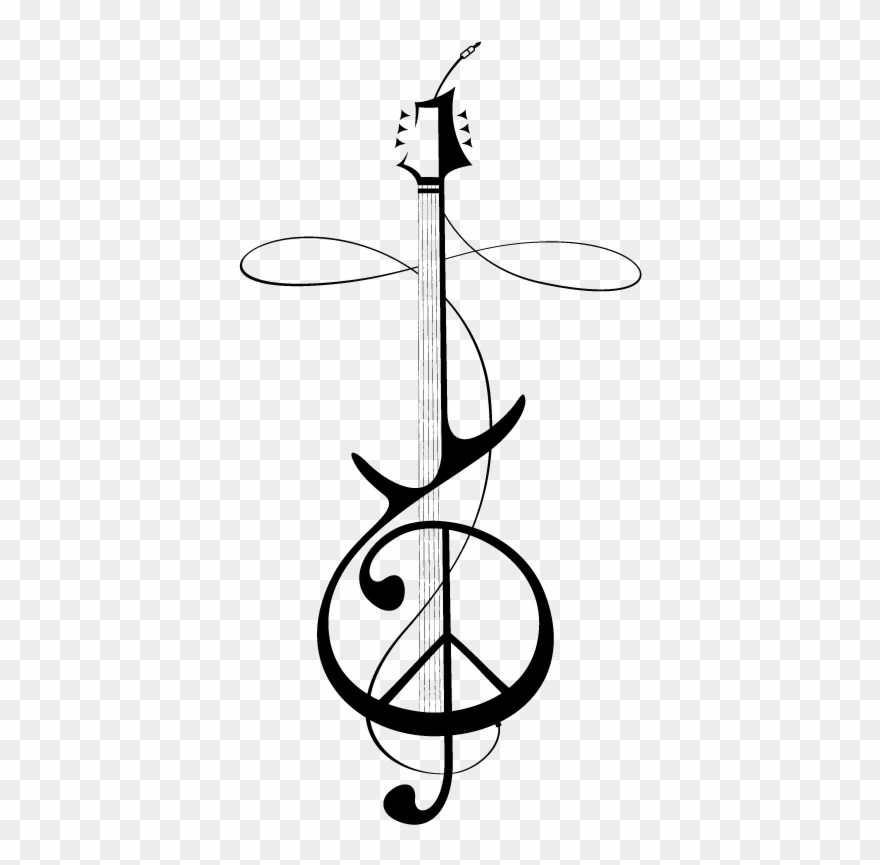 Treble Clef Peace Sign Tattoo - Peace Sign Treble Clef Clipart