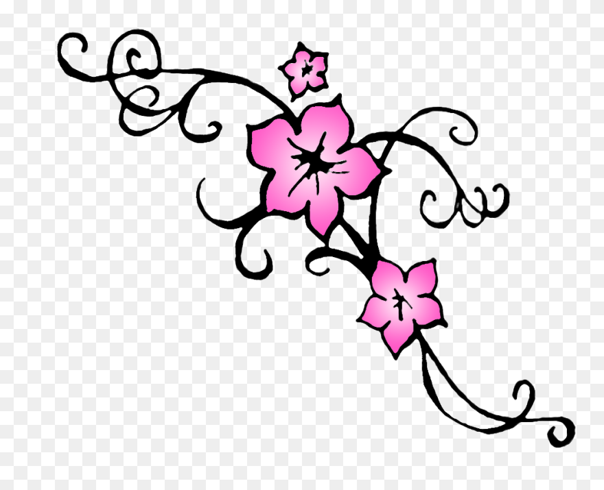 Cherry Blossom Flower Tattoo Outline - 3 Cherry Blossoms Drawing Clipart