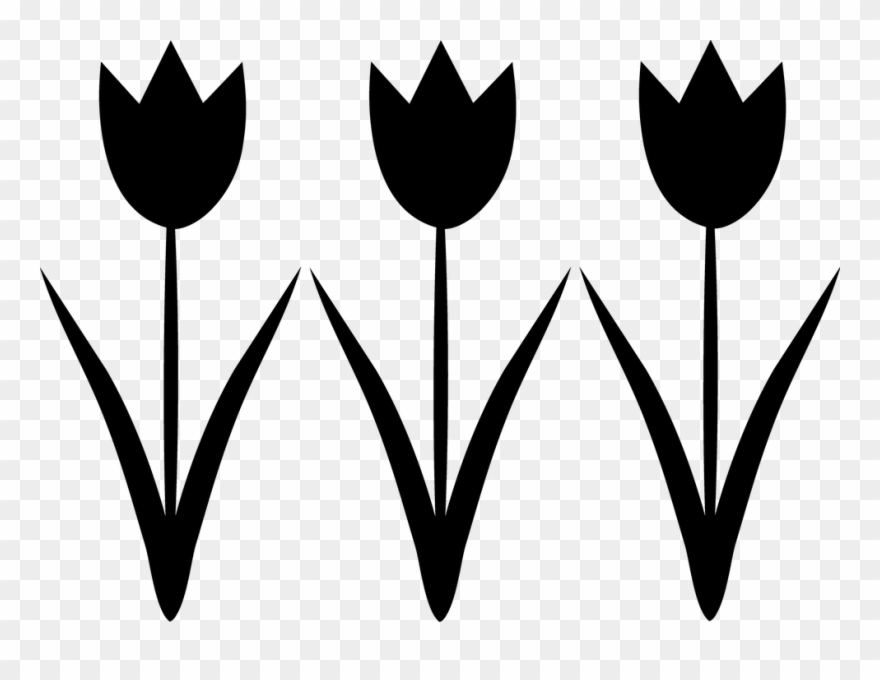 Black And White Flower Design Cliparts Co Free Vintage - Tulip Clip Art Black And White - Png Download