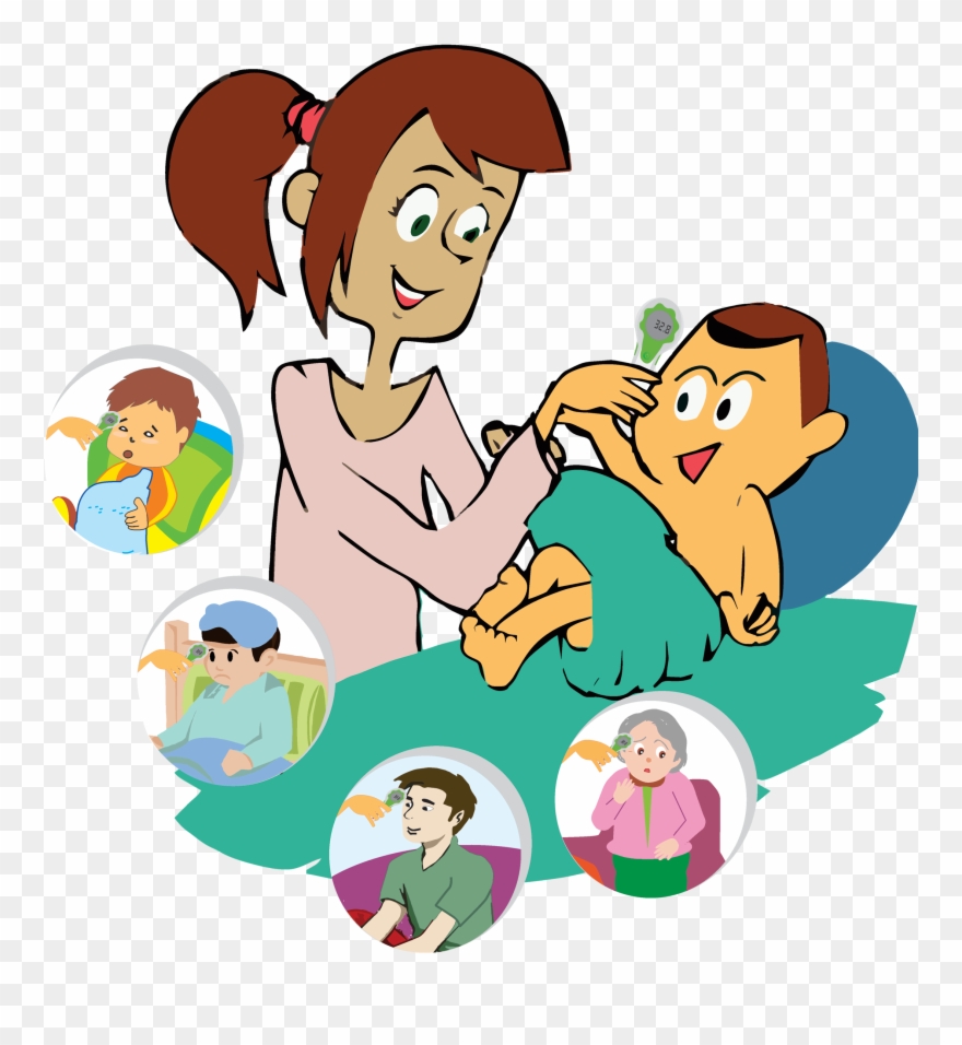Digital Baby Thermometer Non-contact Forehead Thermometer - Cartoon Mother And Baby Clipart