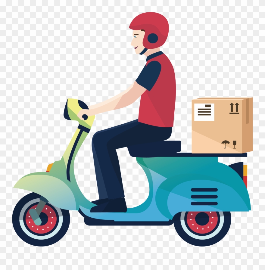 Delivery Motorcycle Courier Logistics Service A - Delivery Boy Clipart