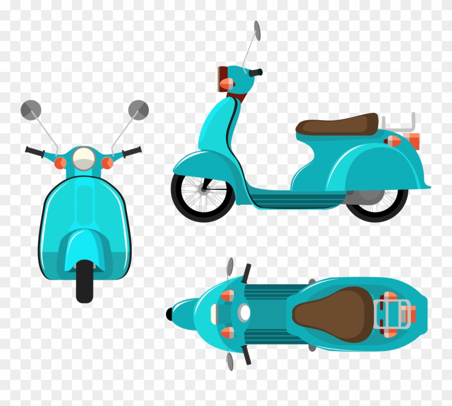 Motorcycle Royalty Free Clip Art Green Riding - Vespa Dibujo De Frente - Png Download