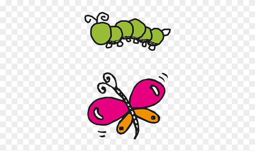 Caterpillars And Butterflies - Caterpillar And Butterfly Clipart - Png Download