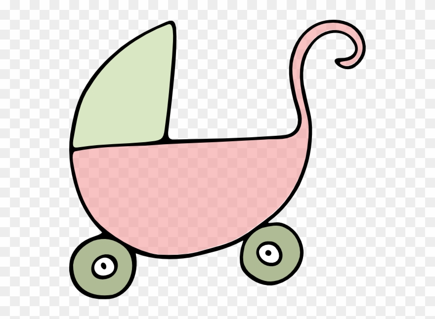 Pink And Green Pram Clip Art - Pram Clipart - Png Download