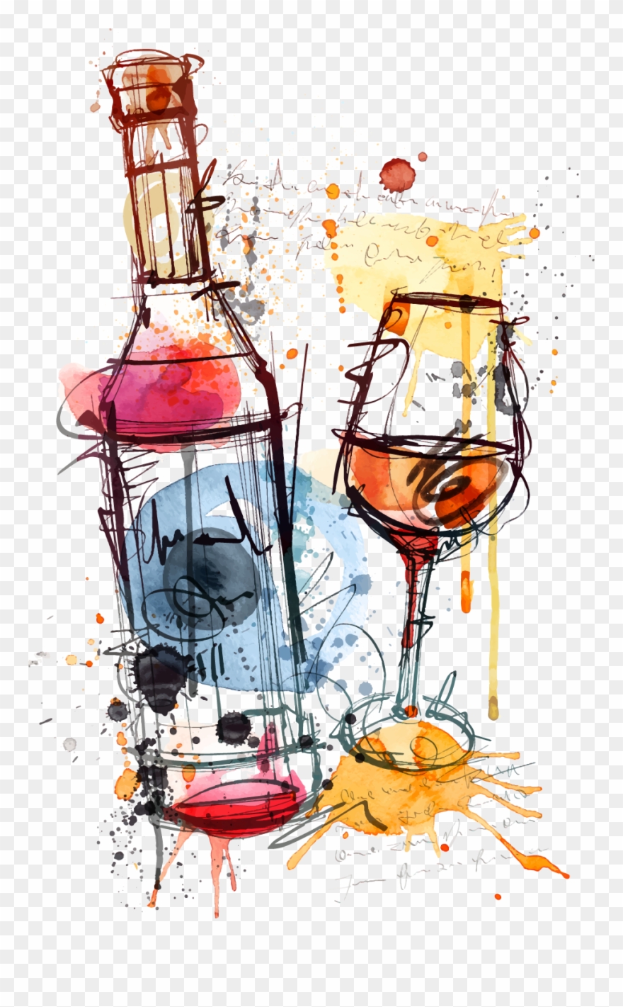 Red Wine Bottle Rosé Clip Art - Wine Drawing Glass Bottle - Png Download