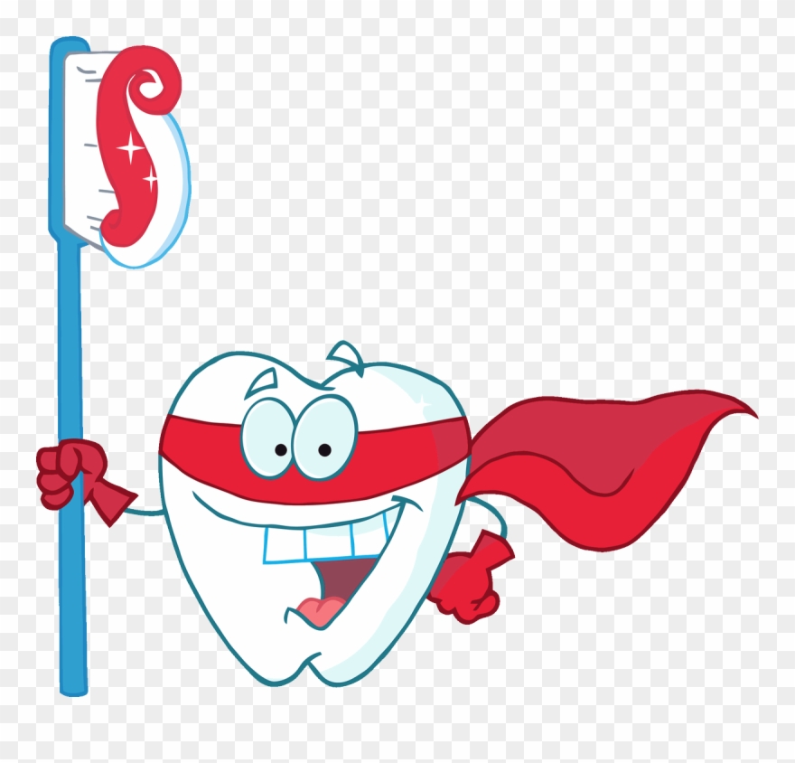 Dentist Clipart Brushteeth - Super Herois Escovando Os Dentes - Png Download