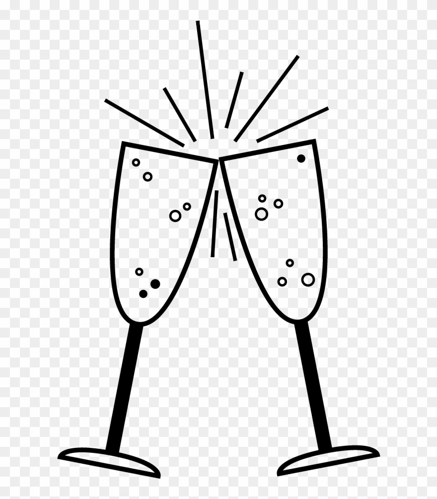 Vector Library Library Drawn Flute Draw Free - Black And White Champagne Glasses Draw Clipart