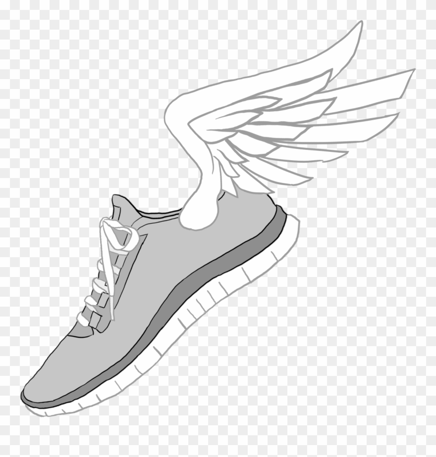 Nike Clipart Transparent - Shoes With Wings Drawing - Png Download