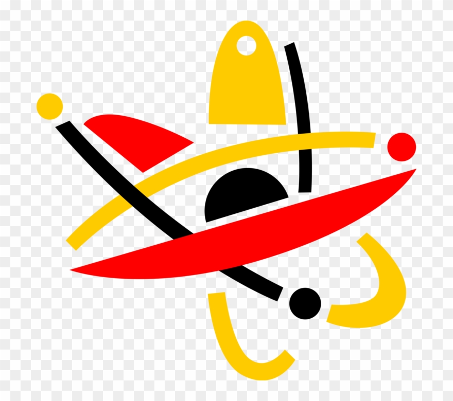 Vector Illustration Of Energy Atoms Circling Nucleus Clipart