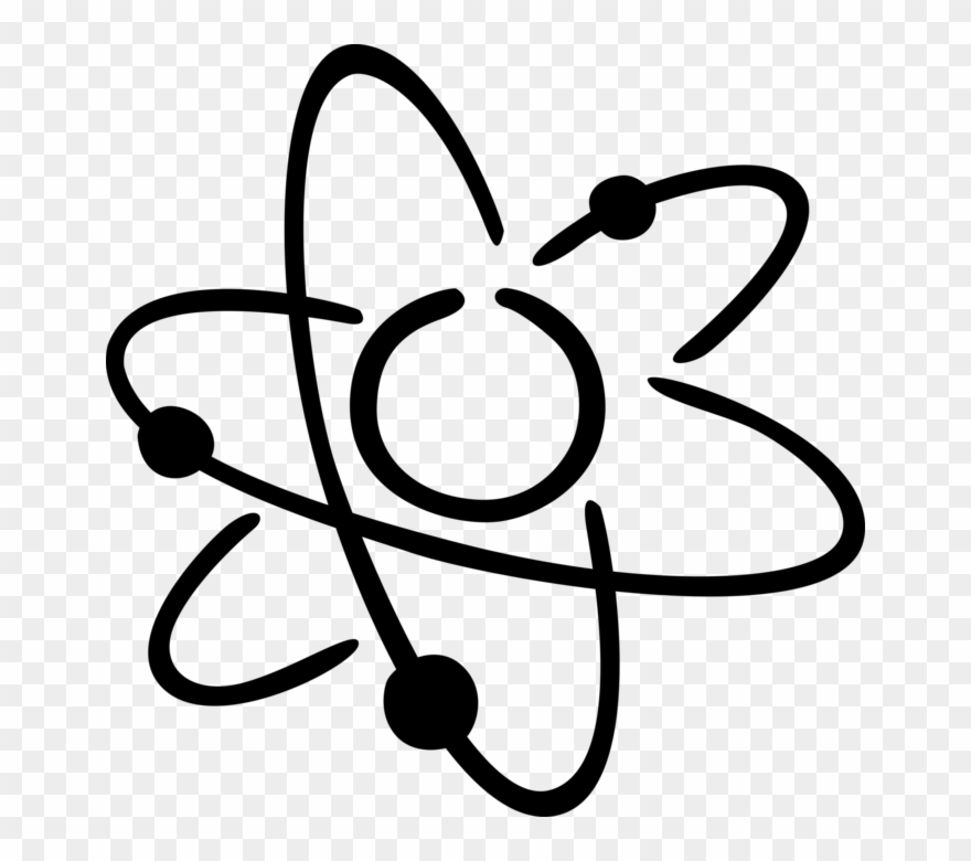 Vector Illustration Of Energy Atoms Circling Nucleus - Complexity Icon Clipart
