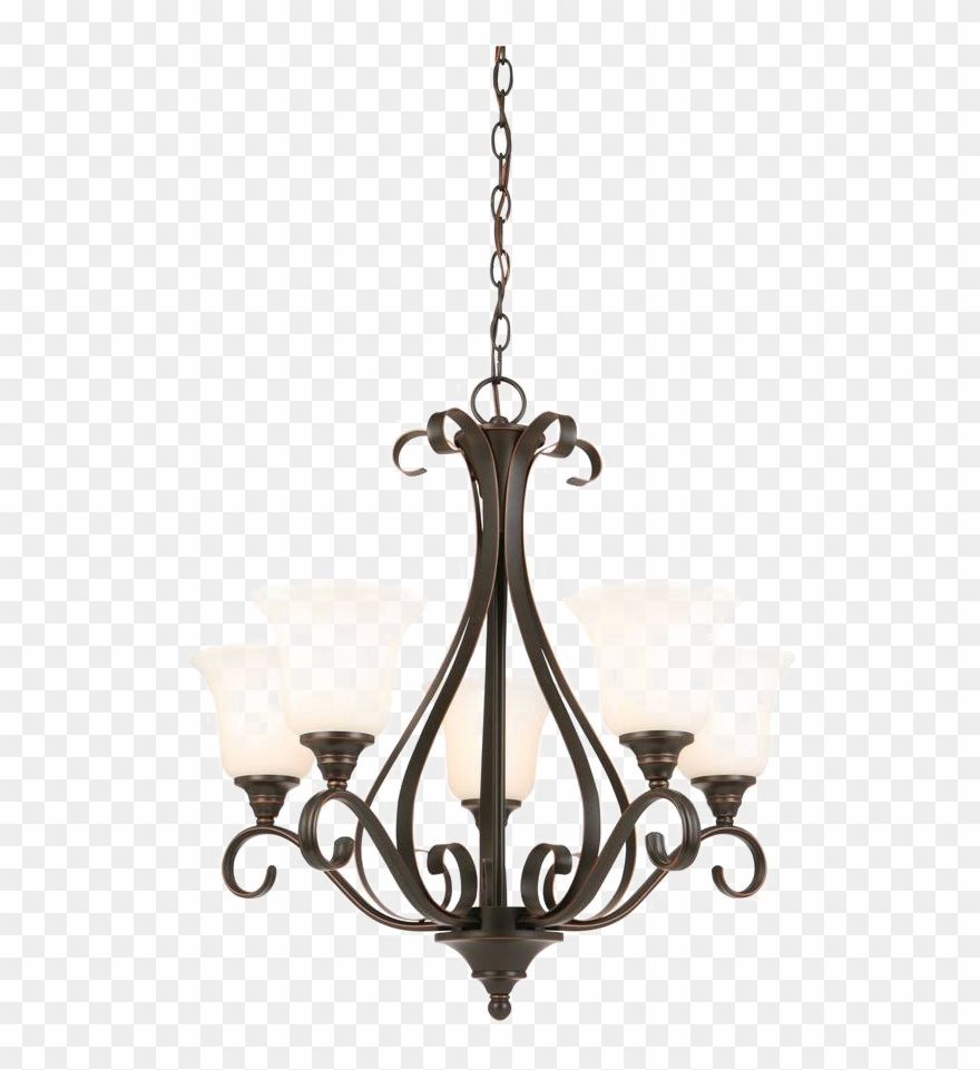 Hanging Chandelier Png Transparent - Hampton Bay 5 Light Oil Rubbed Bronze Chandelier Clipart