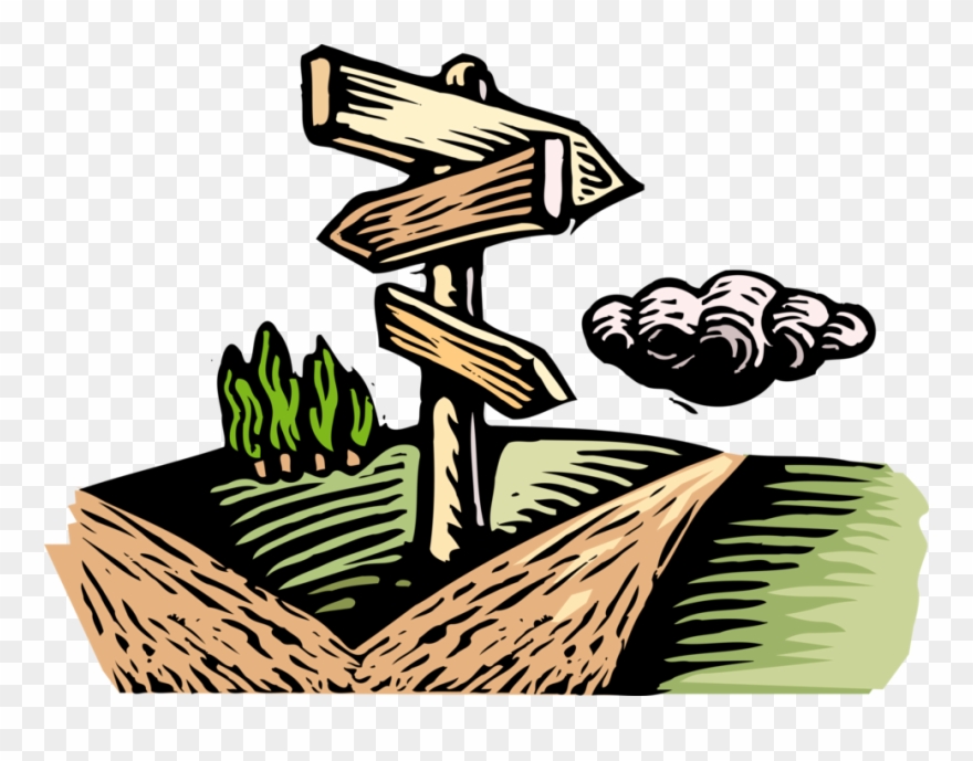 Vector Illustration Of Crossroads Direction Road Signs Clipart