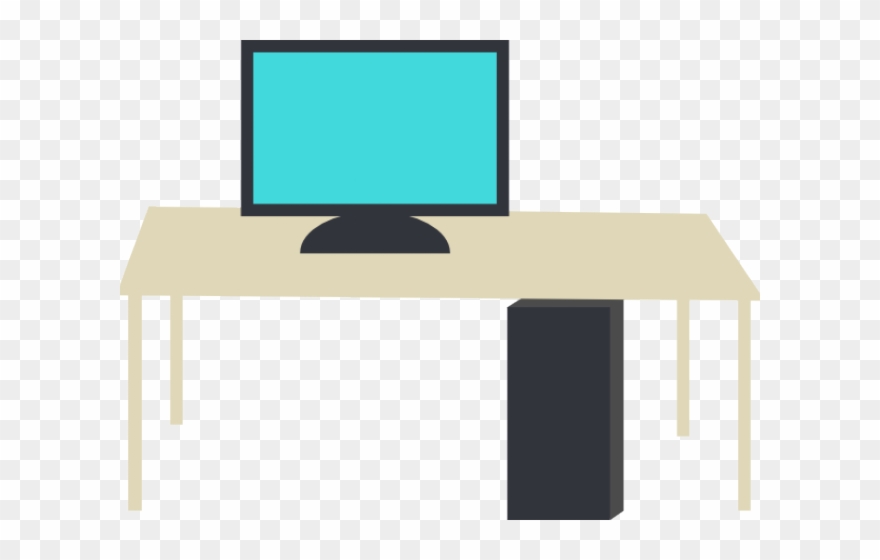 Desk Clipart Small Desk - Clip Art Computer Desk - Png Download
