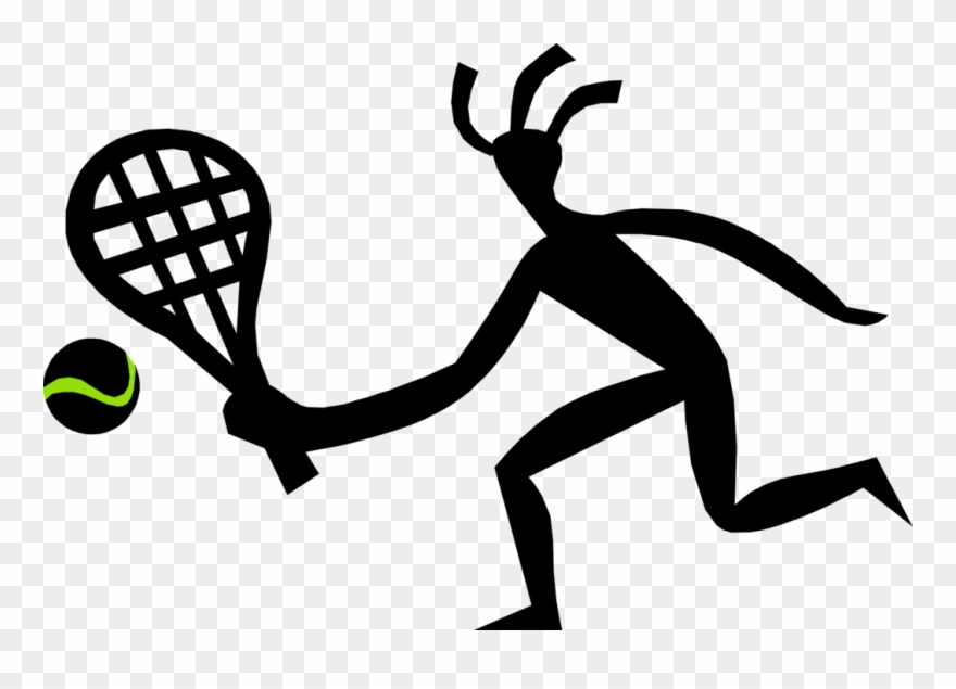 Vector Illustration Of Tennis Player With Racket Or - Illustration Clipart