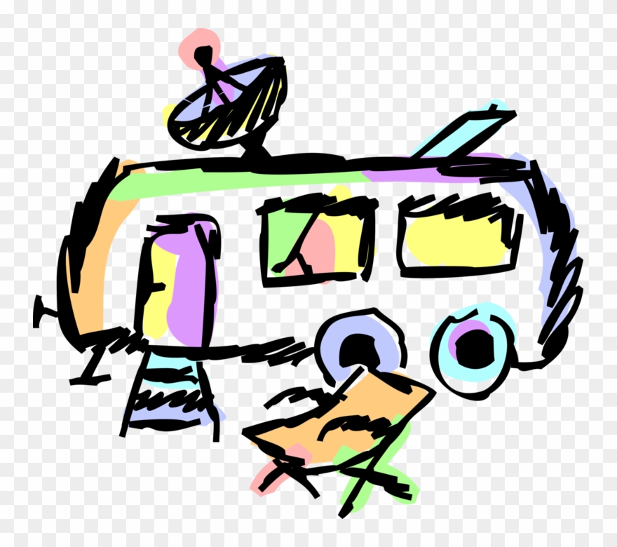 Vector Illustration Of Recreational Vehicle Camping Clipart