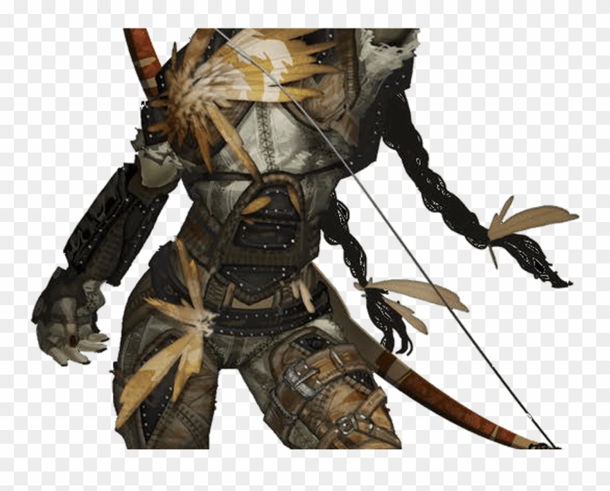 F Half Orc Ranger Royal Army Scout Longbow Battle Axe - Half Orc Half Dragon Clipart