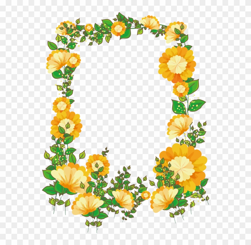 Picture Flower Painted Frame Material Hand Vector - Frame Border Design Floral Clipart