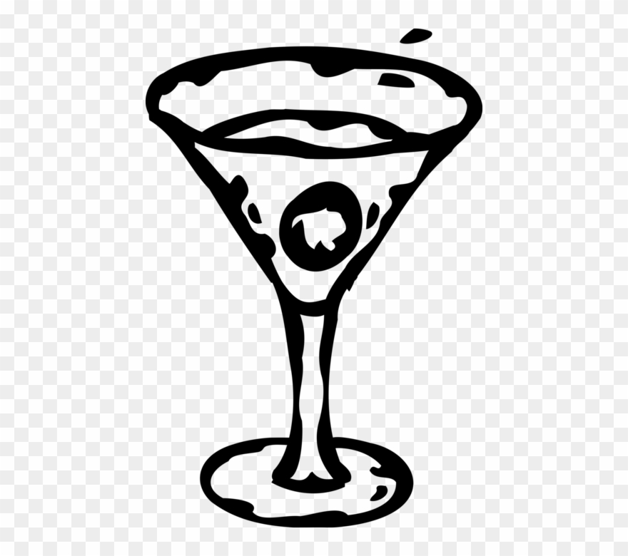 Vector Illustration Of Alcohol Beverage Martini Cocktail - Martini Glass Clipart