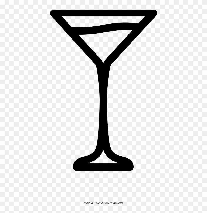 Martini Coloring Page - Cocktail Hour Icon Clipart